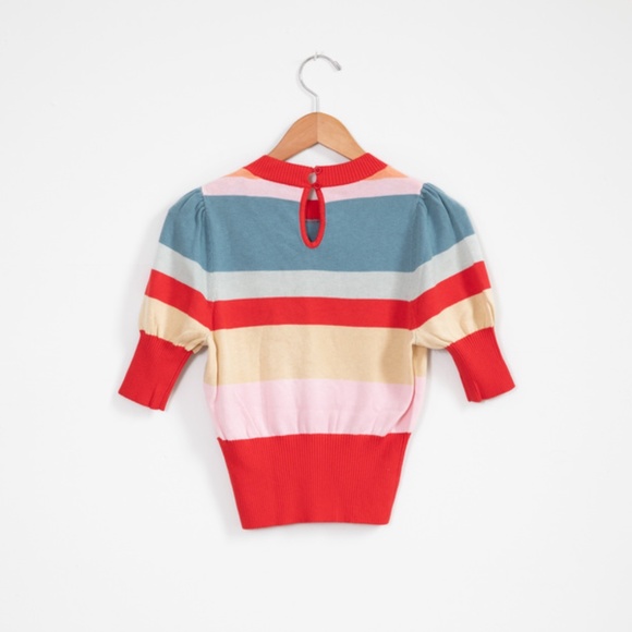 Rachel Antonoff Bijou Sweater in Striped Pastel - Picture 2 of 3